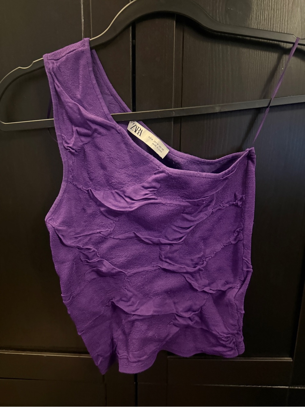 ZARA Purple One-Shoulder Textured Camisole